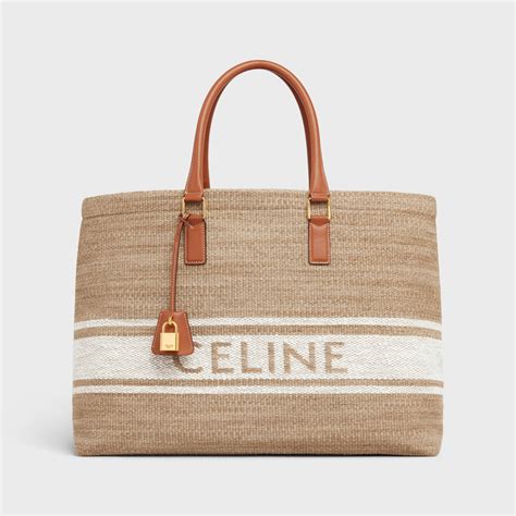 horizontal cabas celine in textile with celine print and calfskin|HOBO AND TOTE BAGS .